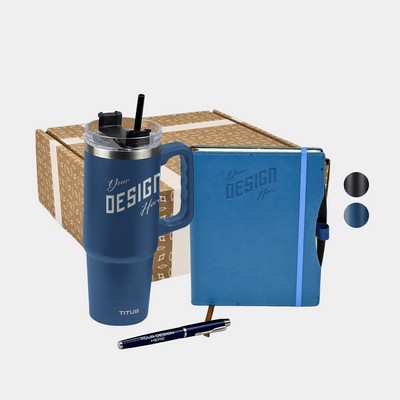 TiTUS® 30 oz Travel Mug, Executive Companion Notebook & Pen Gift Set